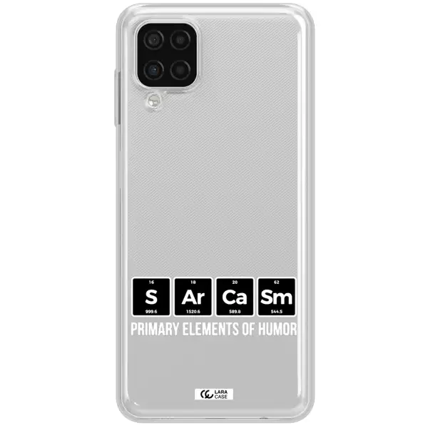 a group of black square letters with white text Samsung A12 4g Clear TPU Case