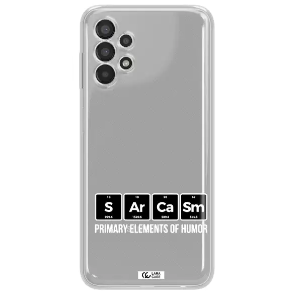 a group of black square letters with white text Samsung A13 Clear TPU Case