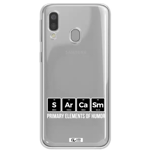 a group of black square letters with white text Samsung A40 Clear TPU Case