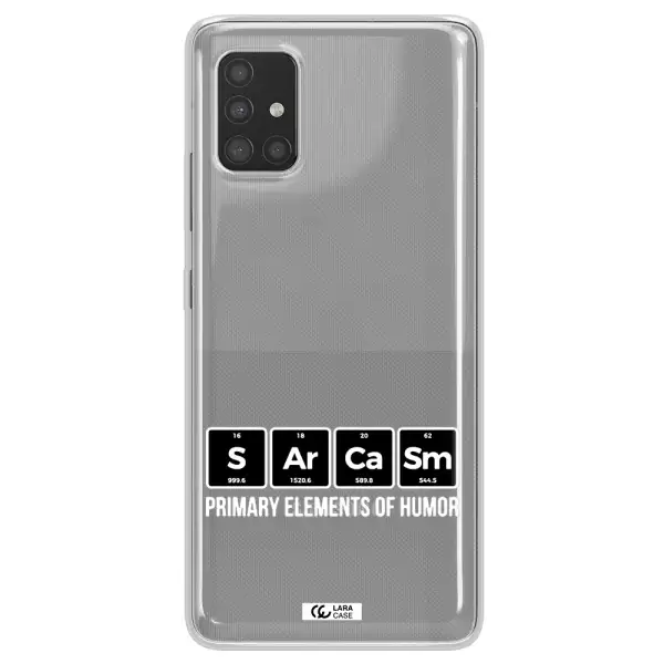 a group of black square letters with white text Samsung A51 Clear TPU Case