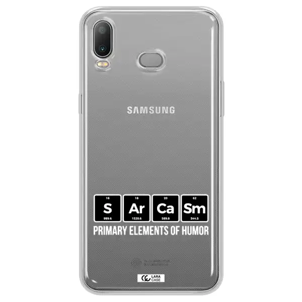 a group of black square letters with white text Samsung A6S Clear TPU Case