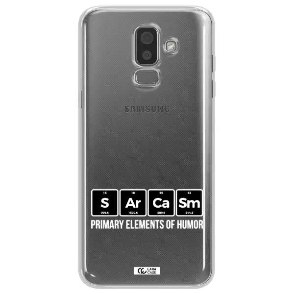 a group of black square letters with white text Samsung J8 Clear TPU Case