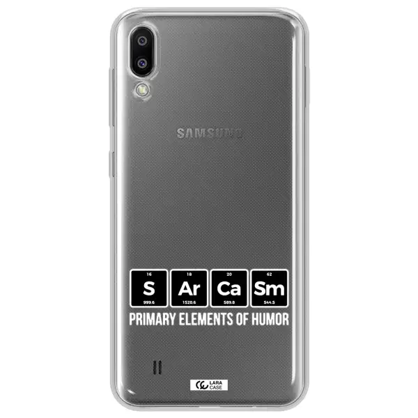 a group of black square letters with white text Samsung M10 Clear TPU Case