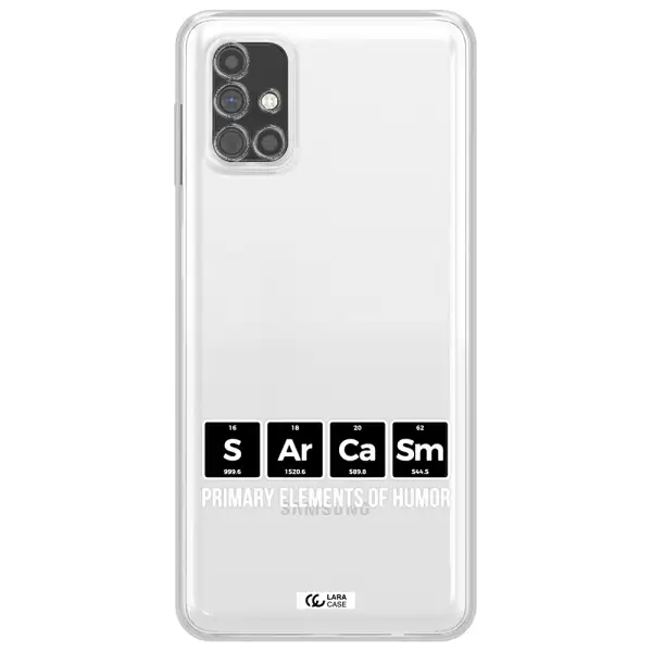 a group of black square letters with white text Samsung M51 Clear TPU Case