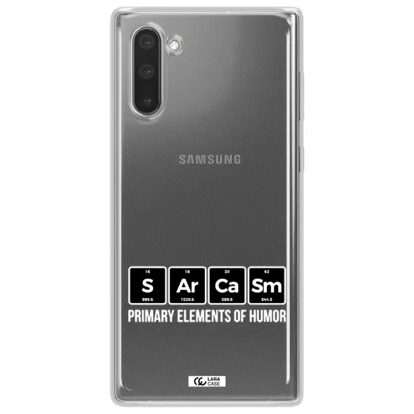 a group of black square letters with white text Samsung Note 10 Clear TPU Case