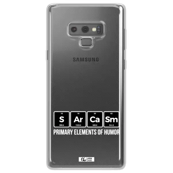 a group of black square letters with white text Samsung Note 9 Clear TPU Case