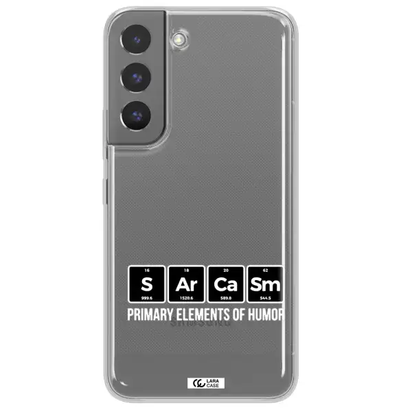 a group of black square letters with white text Samsung S 22 Plus Clear TPU Case