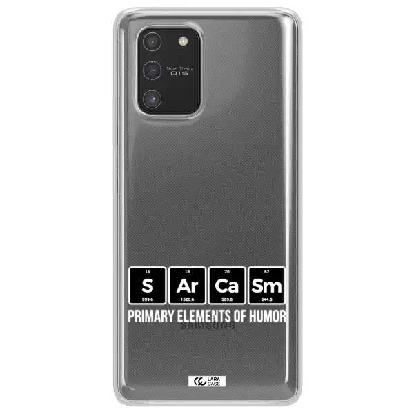 a group of black square letters with white text Samsung S10 Lite Clear TPU Case