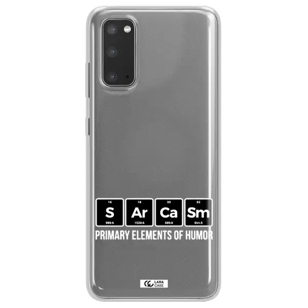 a group of black square letters with white text Samsung S20 Clear TPU Case