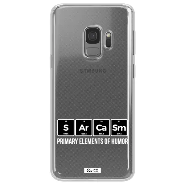 a group of black square letters with white text Samsung S9 Clear TPU Case