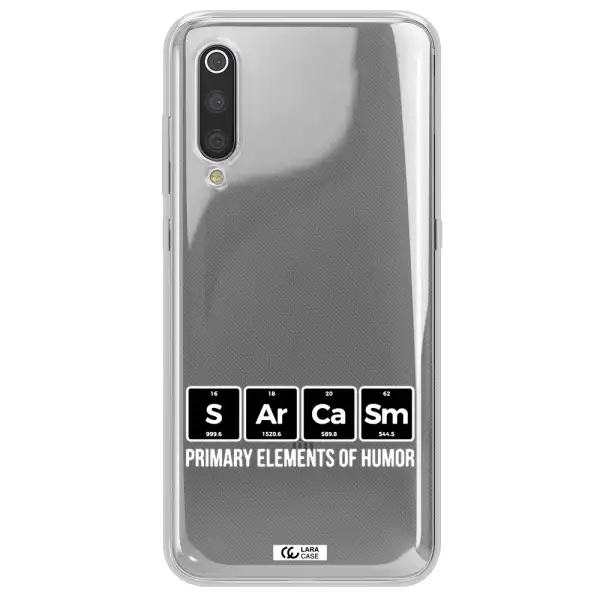 a group of black square letters with white text Xiaomi Mi 9 Clear TPU Case