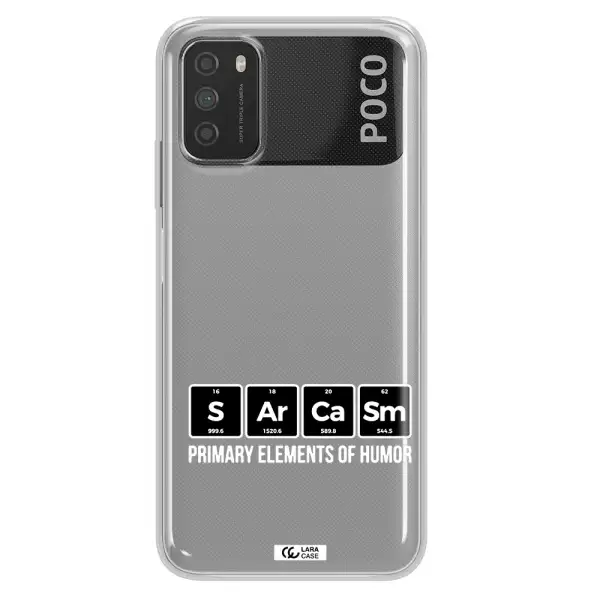 a group of black square letters with white text Xiaomi Poco M3 Clear TPU Case