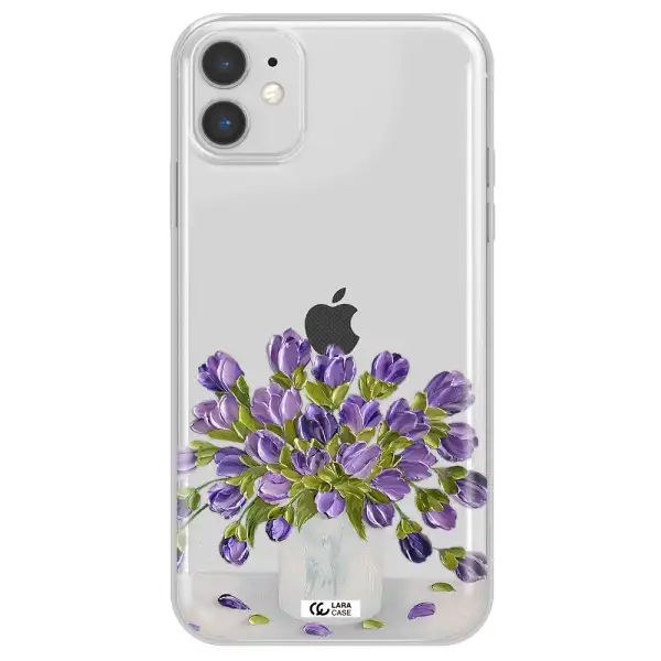 a bunch of purple flowers Apple iPhone 11 Clear TPU Case