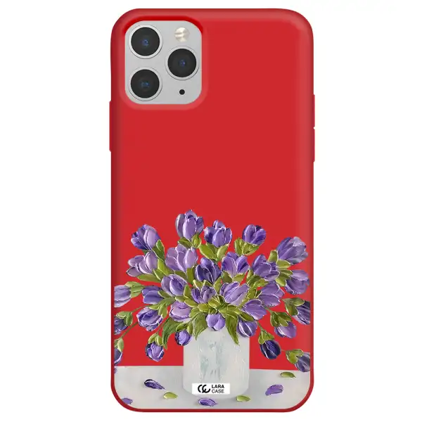 a bunch of purple flowers Apple iPhone 11 pro Silicone Imperial Red Case