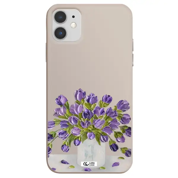 a bunch of purple flowers Apple iPhone 11 Silicone Stone Case