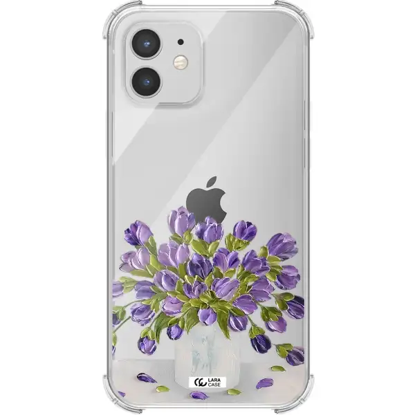 a bunch of purple flowers Apple iPhone 12 Clear PC Case