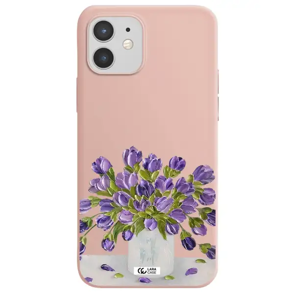 a bunch of purple flowers Apple iPhone 12 mini Silicone pastel pink Case