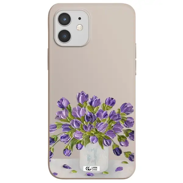 a bunch of purple flowers Apple iPhone 12 mini Silicone Stone Case