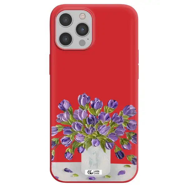 a bunch of purple flowers Apple iPhone 12 pro Silicone Imperial Red Case