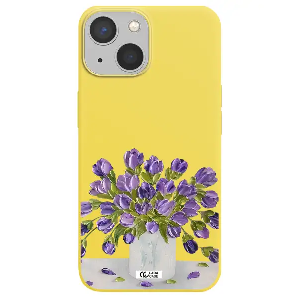 a bunch of purple flowers Apple iPhone 13 mini Silicone canary yellow Case
