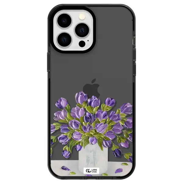 a bunch of purple flowers Apple iPhone 13 Pro Max impact Smoke Black Case