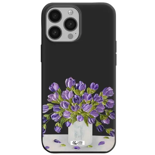 a bunch of purple flowers Apple iPhone 13 Pro Max Silicone black Case