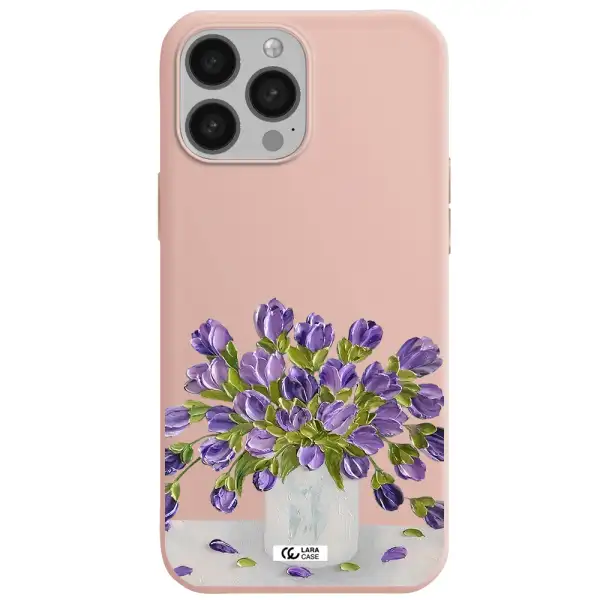 a bunch of purple flowers Apple iPhone 13 Pro Silicone pastel pink Case