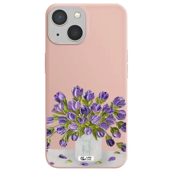 a bunch of purple flowers Apple iPhone 13 Silicone pastel pink Case