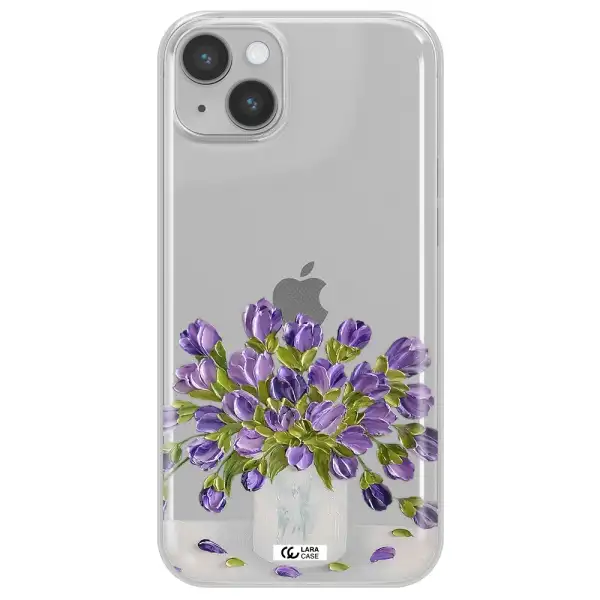 a bunch of purple flowers Apple iPhone 14 plus Clear TPU Case
