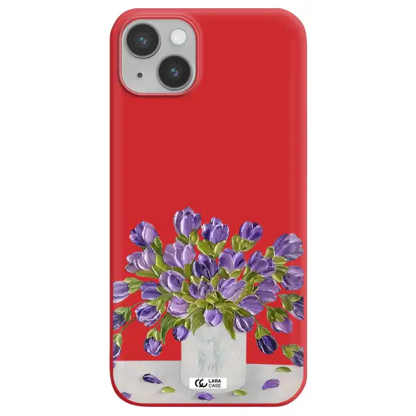 a bunch of purple flowers Apple iPhone 14 plus Silicone Imperial Red Case