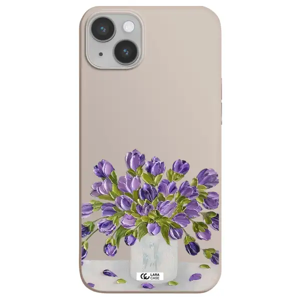 a bunch of purple flowers Apple iPhone 14 plus Silicone Stone Case