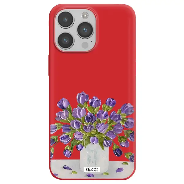 a bunch of purple flowers Apple iPhone 14 pro max Silicone Imperial Red Case