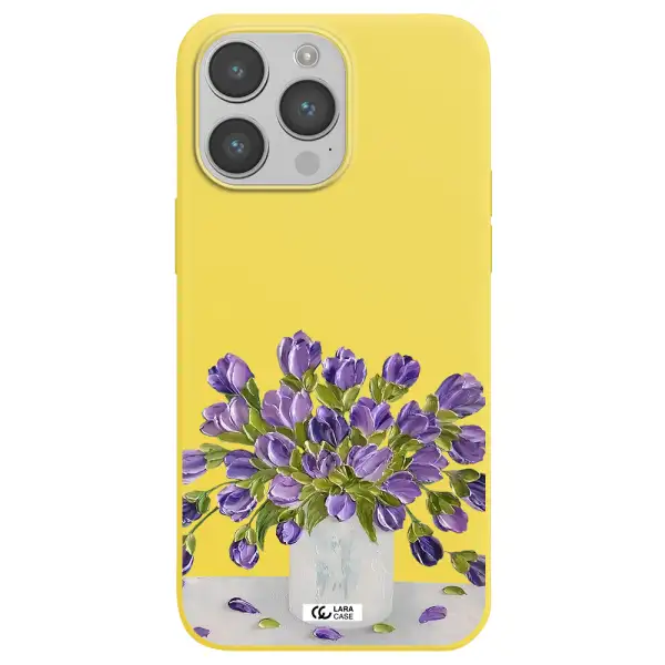 a bunch of purple flowers Apple iPhone 14 pro Silicone canary yellow Case