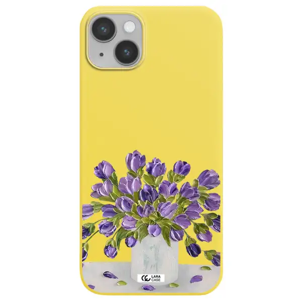 a bunch of purple flowers Apple iPhone 14 Silicone canary yellow Case