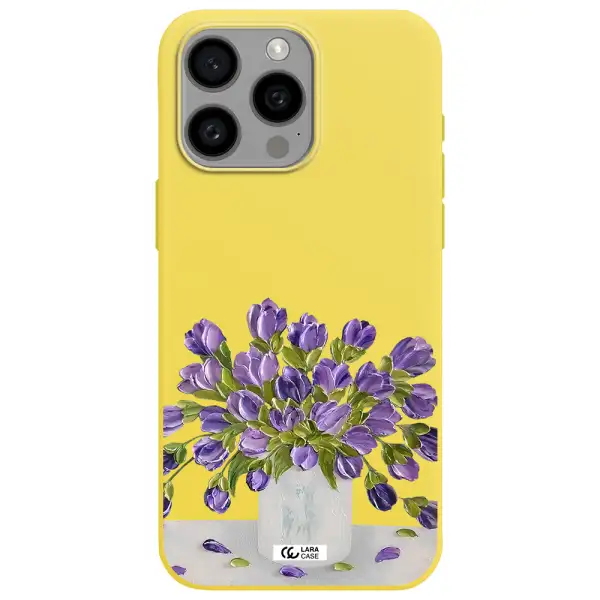 a bunch of purple flowers Apple Iphone 15 Pro max Silicone canary yellow Case
