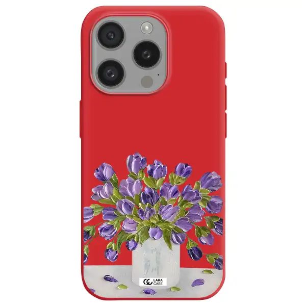 A Bunch Of Purple Flowers Apple Iphone 15 Pro Silicone Imperial Red Case