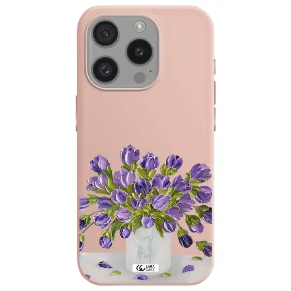 A Bunch Of Purple Flowers Apple Iphone 15 Pro Silicone Pastel Pink Case