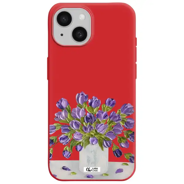 A Bunch Of Purple Flowers Apple Iphone 15 Silicone Imperial Red Case