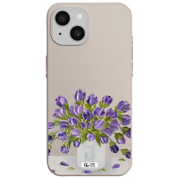 a bunch of purple flowers Apple iPhone 15 Silicone Stone Case