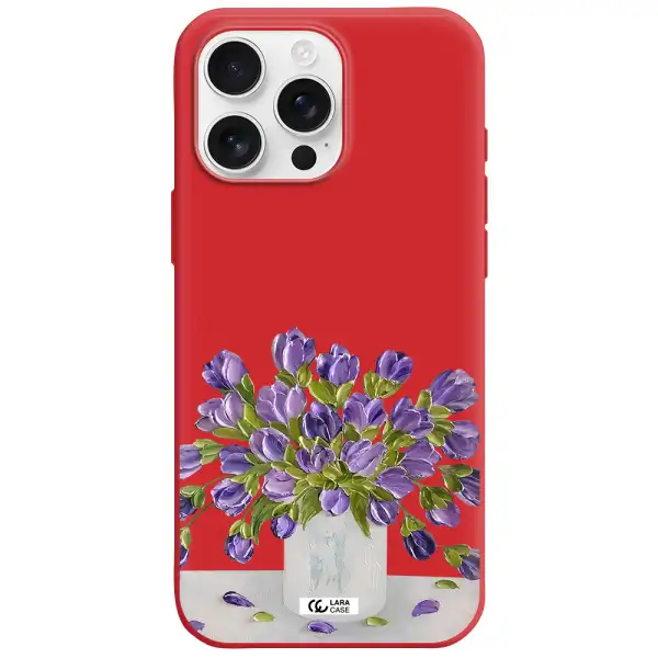 A Bunch Of Purple Flowers Apple Iphone 16 Pro Max Silicone Imperial Red Case