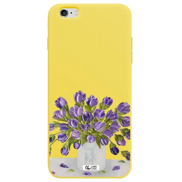 a bunch of purple flowers Apple iPhone 6 plus Silicone canary yellow Case
