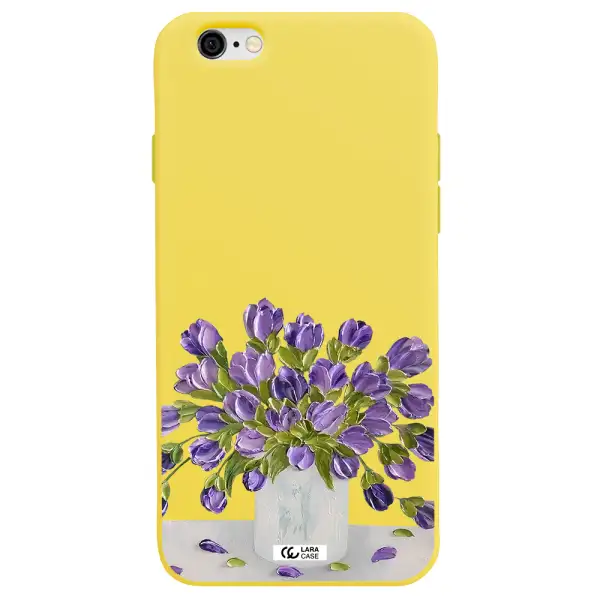 a bunch of purple flowers Apple iPhone 6 Silicone canary yellow Case