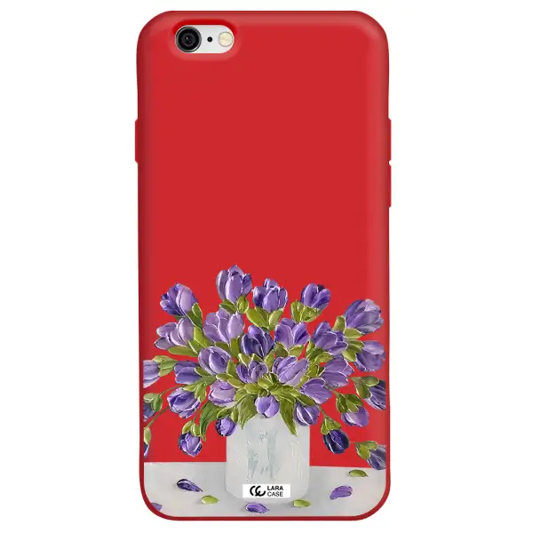 a bunch of purple flowers Apple iPhone 6 Silicone Imperial Red Case