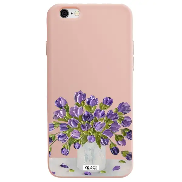 a bunch of purple flowers Apple iPhone 6 Silicone pastel pink Case