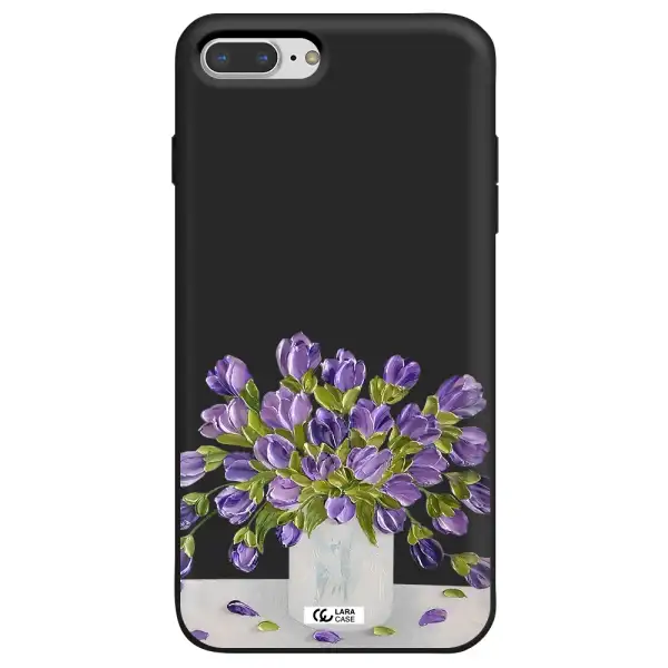 a bunch of purple flowers Apple iPhone 7 plus Silicone black Case