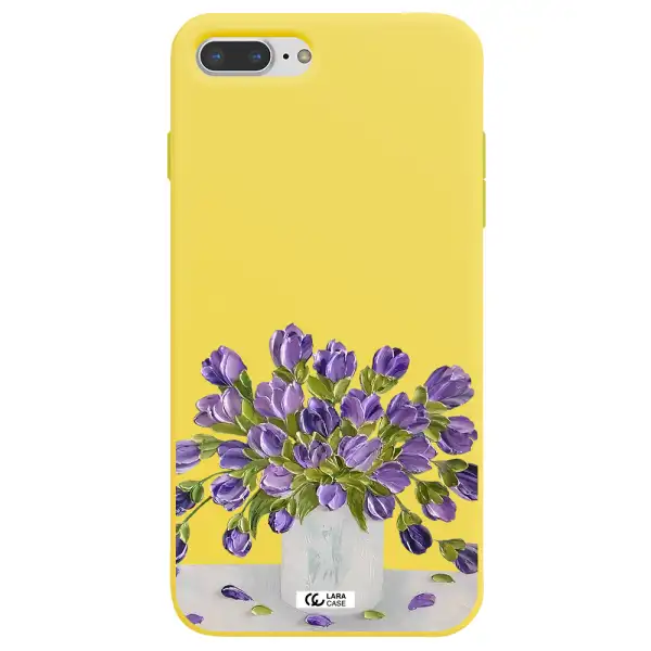 a bunch of purple flowers Apple iPhone 7 plus Silicone canary yellow Case