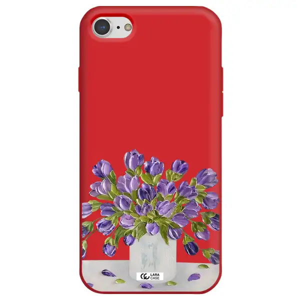 a bunch of purple flowers Apple iPhone 7 Silicone Imperial Red Case