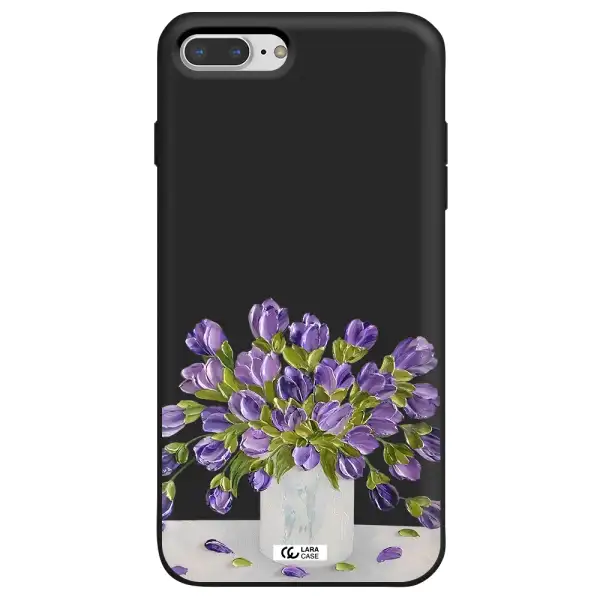a bunch of purple flowers Apple iPhone 8 plus Silicone black Case