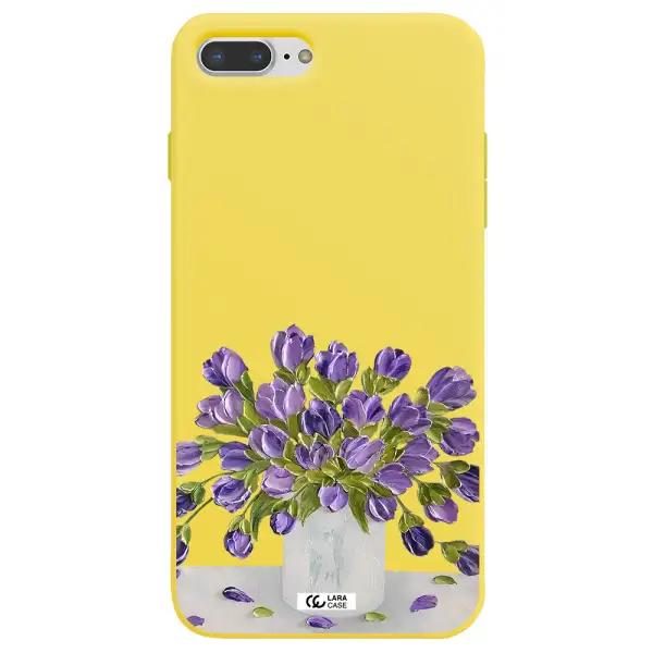 a bunch of purple flowers Apple iPhone 8 plus Silicone canary yellow Case