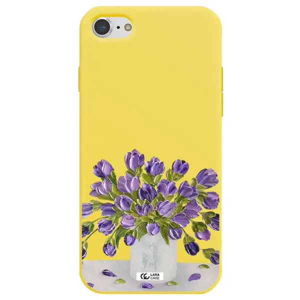 a bunch of purple flowers Apple iPhone 8 Silicone canary yellow Case